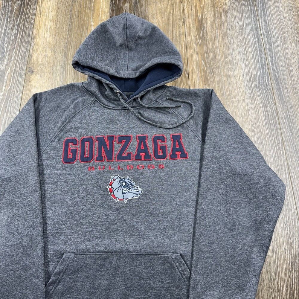 Vintage Gonzaga Bulldogs Hoodie Mens M Gray Sweatshirt University Team Sweater